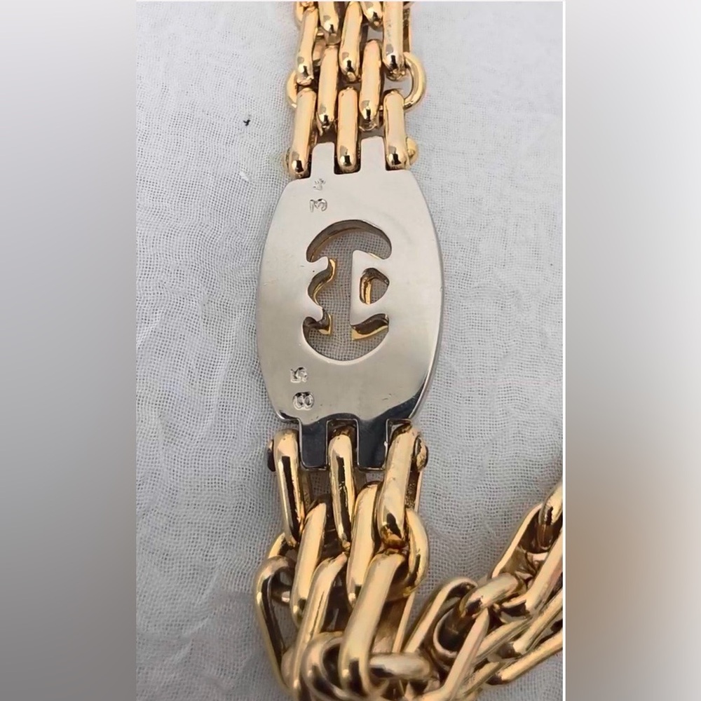 Gucci Gold and Silver Interlocking GG Chain Belt - Picture 8 of 16